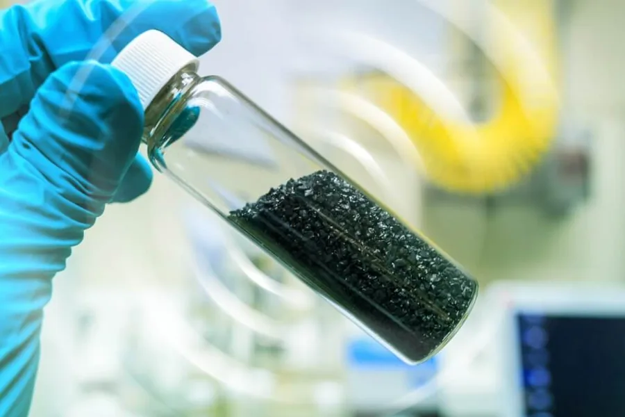 Activated carbon sample under laboratory evaluation